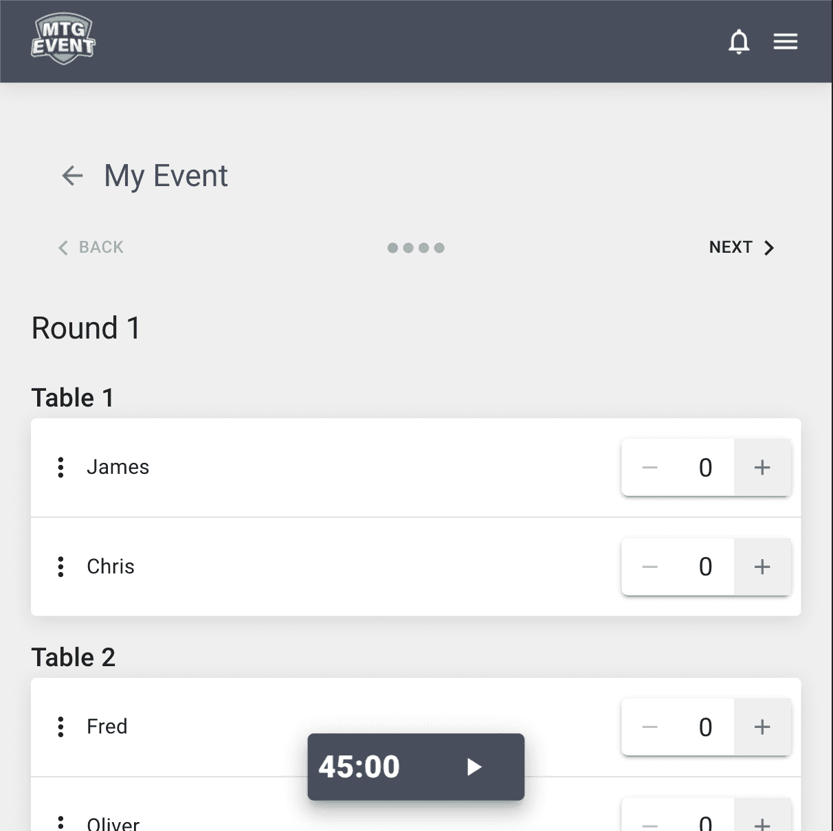Create your free account at MTGevent.com